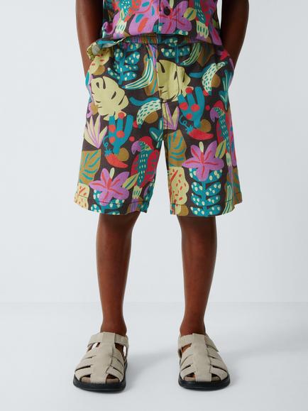 John Lewis Kids' Tropical Parrot Print Shorts, Multi, Multi