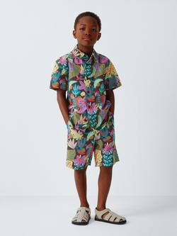 John Lewis Kids' Tropical Parrot Print Shorts, Multi - view 2, Multi