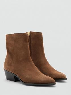 Mango Wagon Suede Ankle Boots, Medium Brown - view 2, Medium Brown