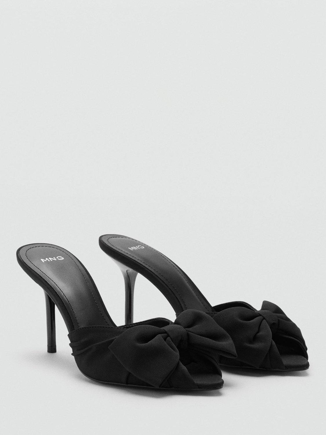 Product image 2 of 4, which shows Mango Lasy Bow Detail Heeled Sandals, Black, 2