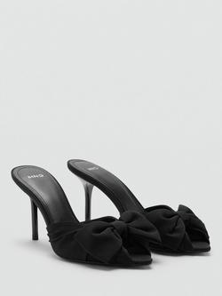Mango Lasy Bow Detail Heeled Sandals, Black - view 2, Black