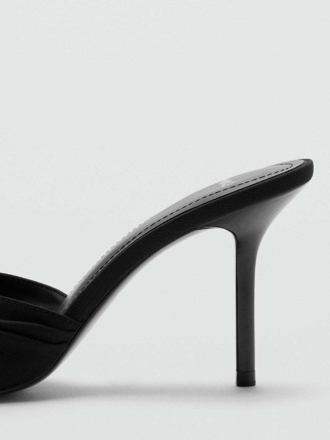 Product image 3 of 4, which shows Mango Lasy Bow Detail Heeled Sandals, Black, 2