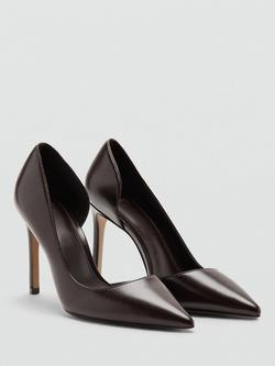 Mango Audrey Asymmetric Stiletto Heel Court Shoes - view 2, Dark Brown