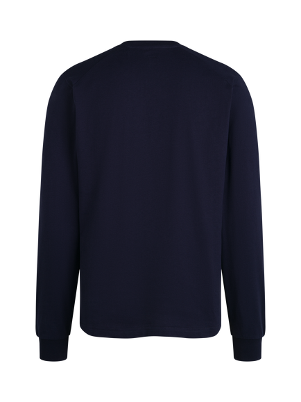 Rapha Cotton Long Sleeved Crew Neck T-Shirt, Dark Navy - view 2, Dark Navy