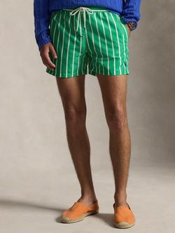 Ralph Lauren Slim Fit Stripe Swim Shorts, Green Vertical, Green Vertical