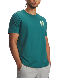 Under Armour Men's Cotton Blend Regular Fit Blur Logo T-Shirt, Teal, Teal