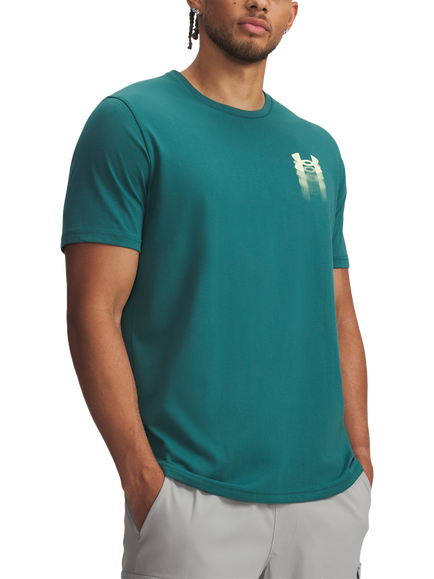 Under Armour Men's Cotton Blend Regular Fit Blur Logo T-Shirt, Teal, Teal