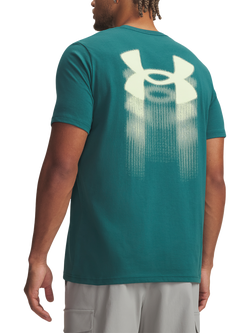 Under Armour Men's Cotton Blend Regular Fit Blur Logo T-Shirt, Teal - view 2, Teal