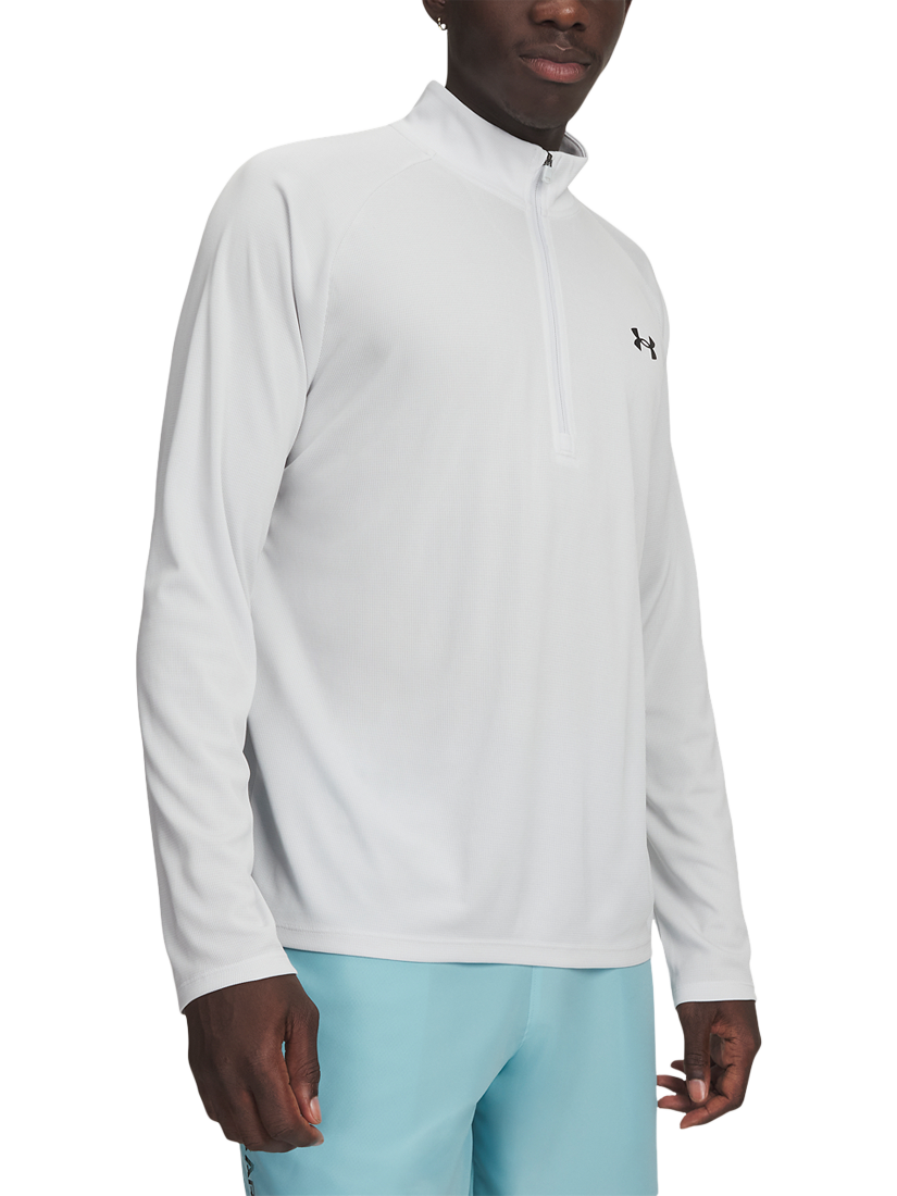Product image 1 of 3, which shows Under Armour Men's Half-Zip Fleece Top, Distant Gray / / Bl, S