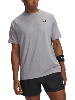 Under Armour Men's Regular Fit Tech Fabric Logo T-Shirt, Steel Light Heather, Steel Light Heather