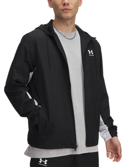Under Armour Men's Rival Woven Windbreaker, Black/Black/White, Black/Black/White