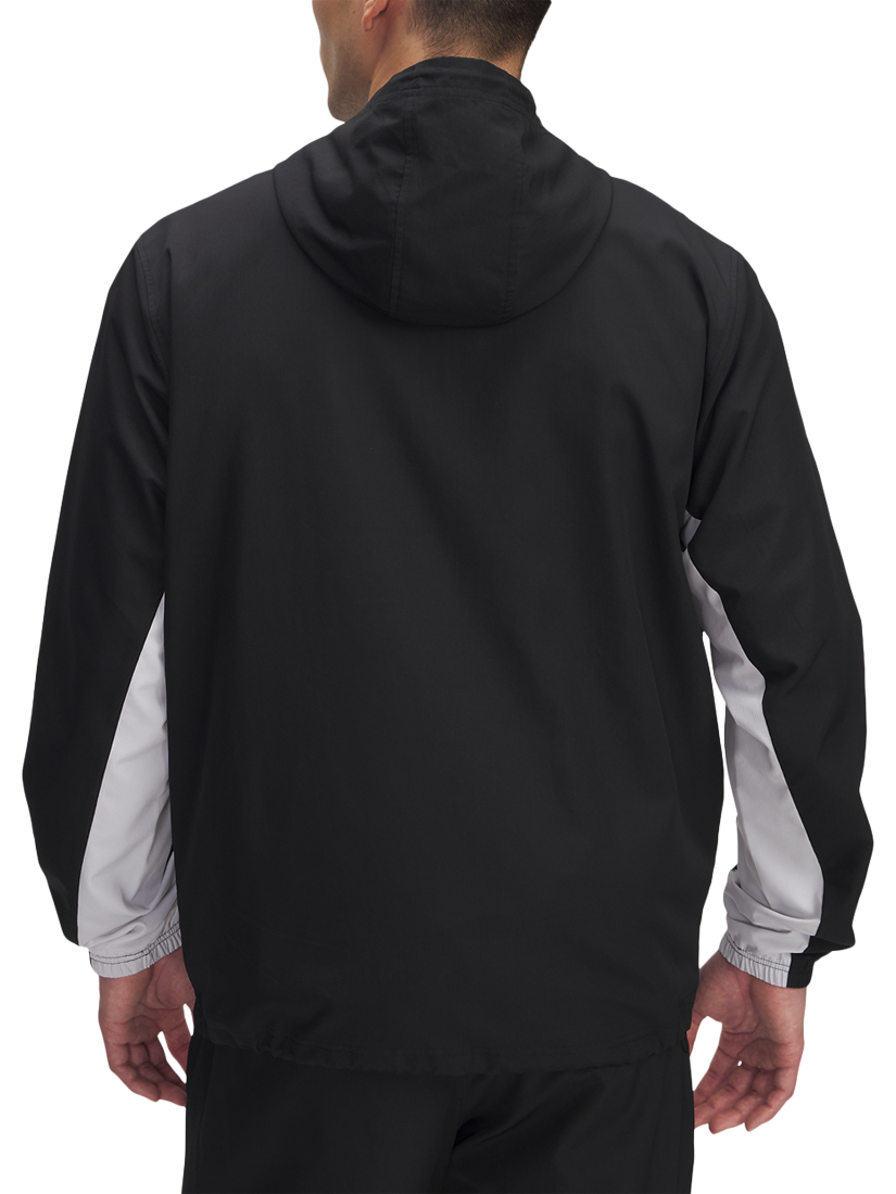 Product image 2 of 2, which shows Under Armour Men's Rival Woven Windbreaker, Black/Black/White, S