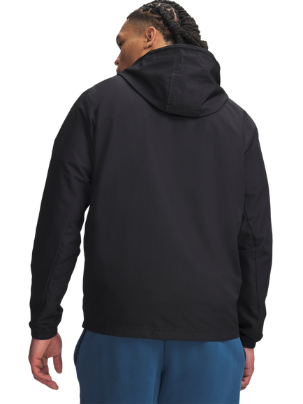 Under Armour Men's Rival Woven Windbreaker, Black/Black/White - view 2, Black/Black/White