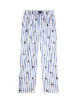Ralph Lauren Cotton All Over Bear Print Pyjama Trousers, Blue, Blue