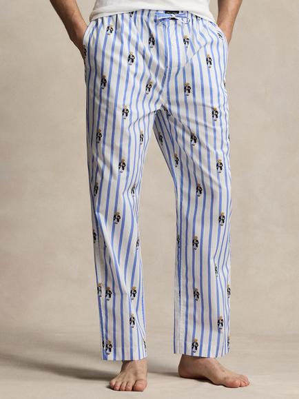 Ralph Lauren Cotton All Over Bear Print Pyjama Trousers, Blue, Blue