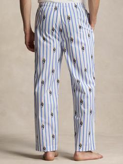 Ralph Lauren Cotton All Over Bear Print Pyjama Trousers, Blue - view 2, Blue
