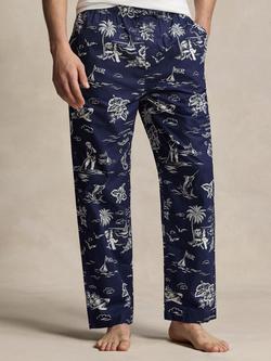 Ralph Lauren Holiday Bear Cotton Lounge Trousers, Blue Navy, Blue Navy