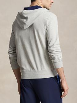 Ralph Lauren Stretch Cotton Jersey Full Zip Hoodie, Grey Mid - view 2, Grey Mid