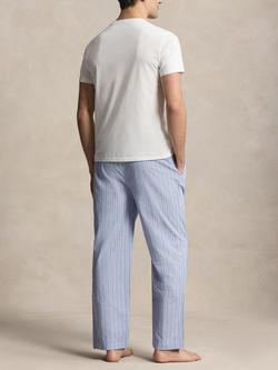 Ralph Lauren Cotton Short Sleeve Bear Pyjama Set, White/Blue - view 2, White/Blue