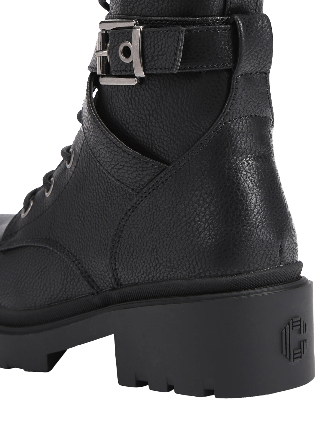 Product image 4 of 5, which shows Carvela Boulder Combat Block Heel Ankle Boots, Black, 3