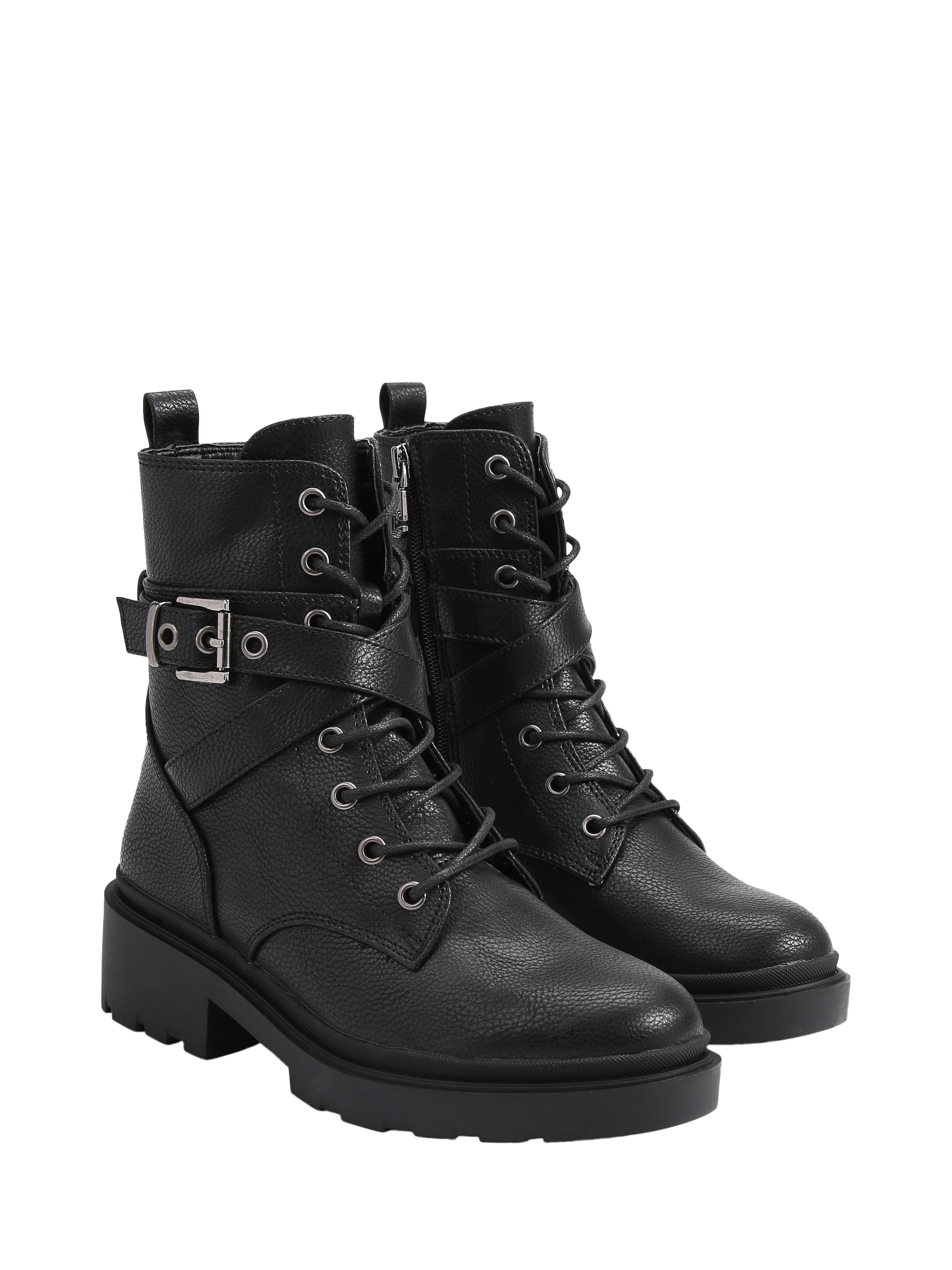 Product image 5 of 5, which shows Carvela Boulder Combat Block Heel Ankle Boots, Black, 3