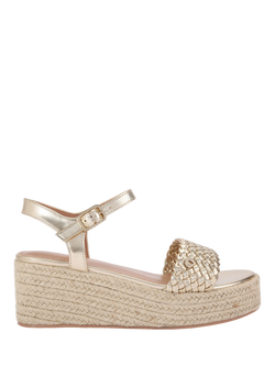 Carvela Treccia Woven Toe Strap Flatform Sandals, Gold, Gold