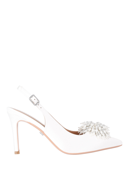 Carvela Lucia Satin Slingback Court Shoes, White, White