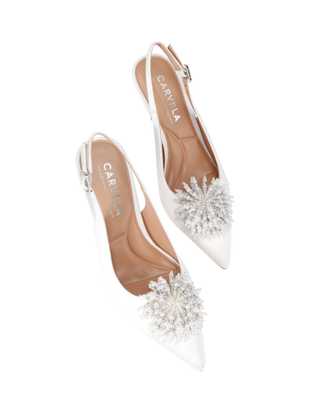 Carvela Lucia Satin Slingback Court Shoes, White - view 2, White