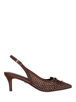 Carvela Positano Embellished Sling Back Heel Court Shoes, Brown, Brown