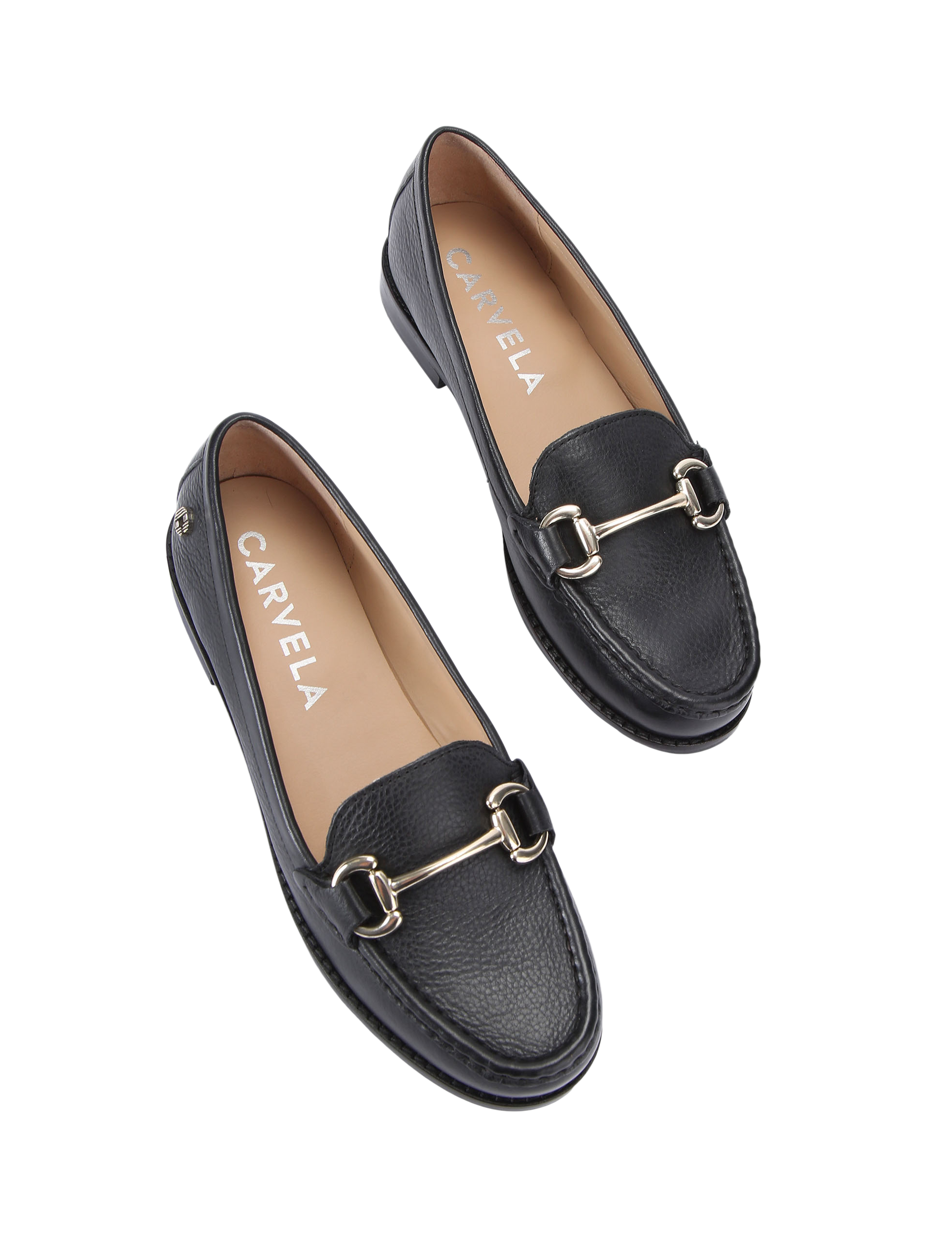 Product image 3 of 5, which shows Carvela Snap Leather Loafers, Black Black, 3