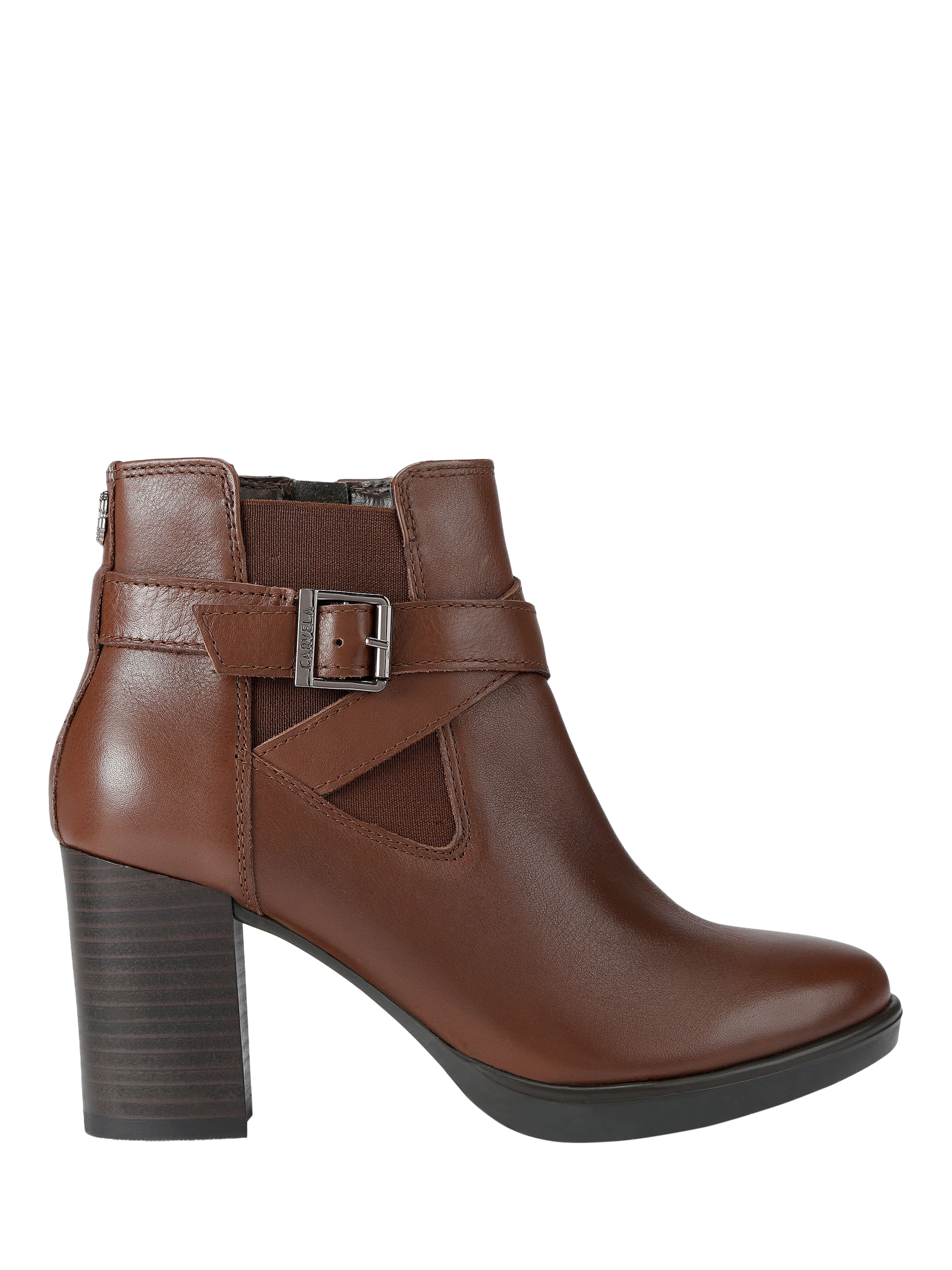 Product image 1 of 5, which shows Carvela Silver 2 Wide Fit Leather Ankle Boots, Brown, 3