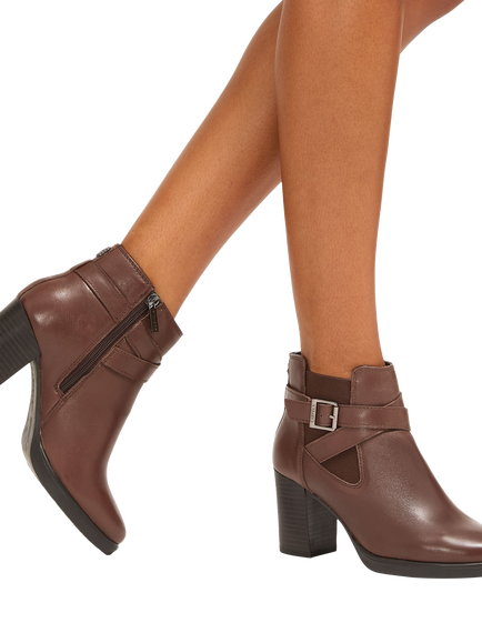 Carvela Silver 2 Wide Fit Leather Ankle Boots, Brown - view 2, Brown