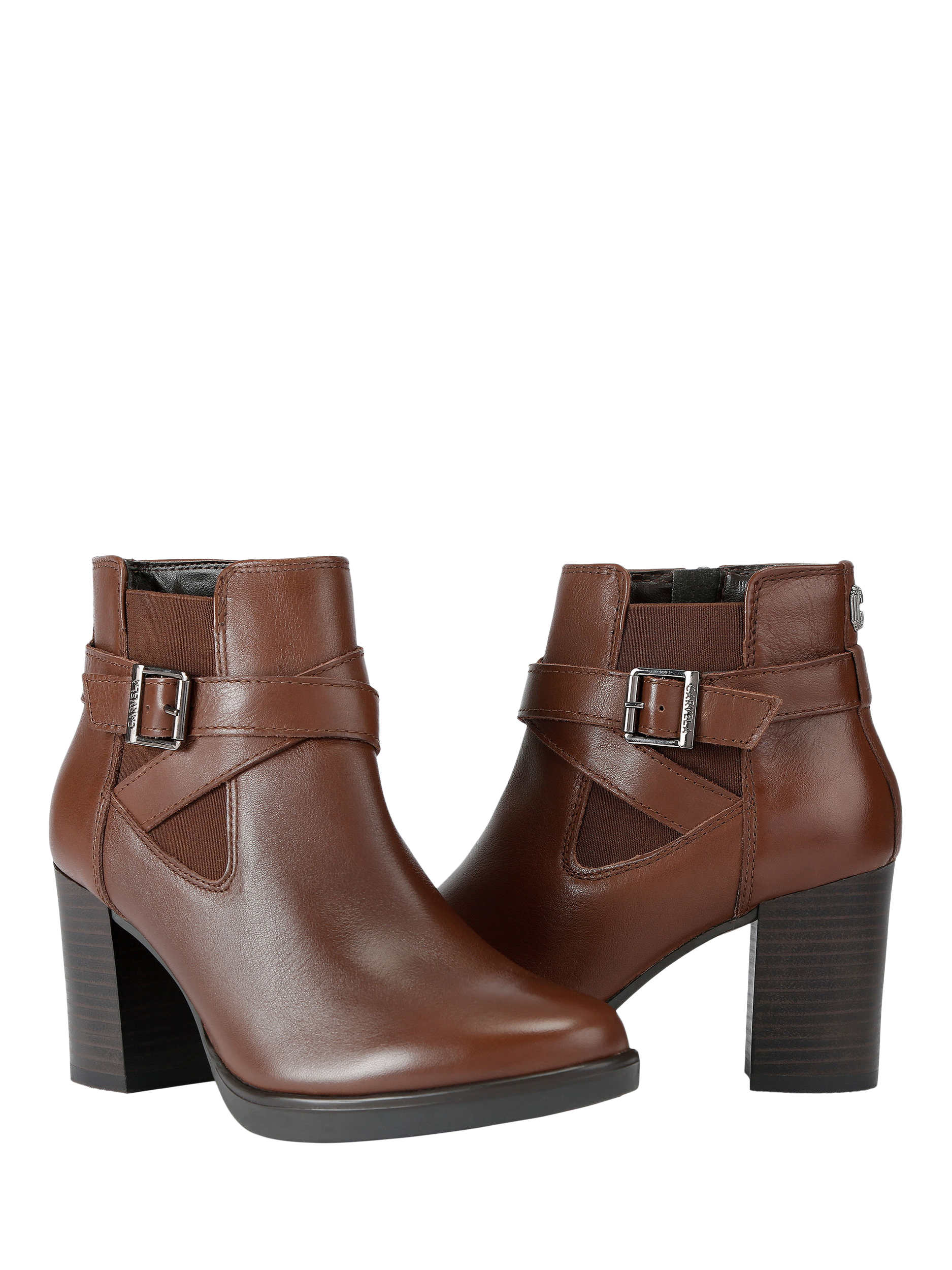 Product image 3 of 5, which shows Carvela Silver 2 Wide Fit Leather Ankle Boots, Brown, 3