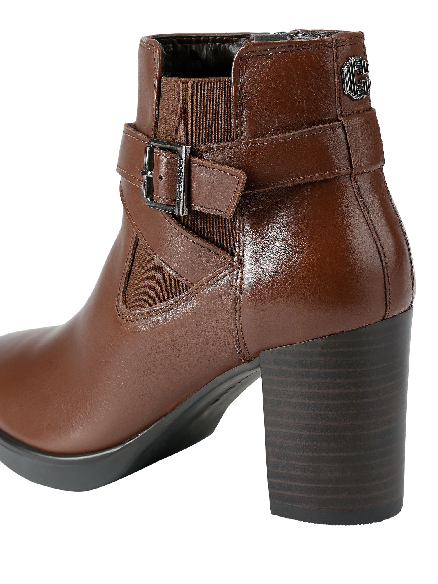 Product image 4 of 5, which shows Carvela Silver 2 Wide Fit Leather Ankle Boots, Brown, 3
