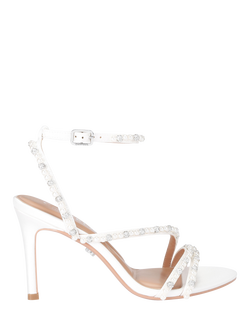 Carvela Angelica Satin Embellished Stiletto Heel Sandals, White, White