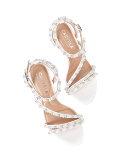 Carvela Angelica Satin Embellished Stiletto Heel Sandals, White - view 2, White