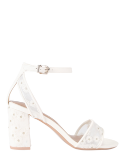 Carvela Kianni Floral Embellished Block Heel Sandals, White, White
