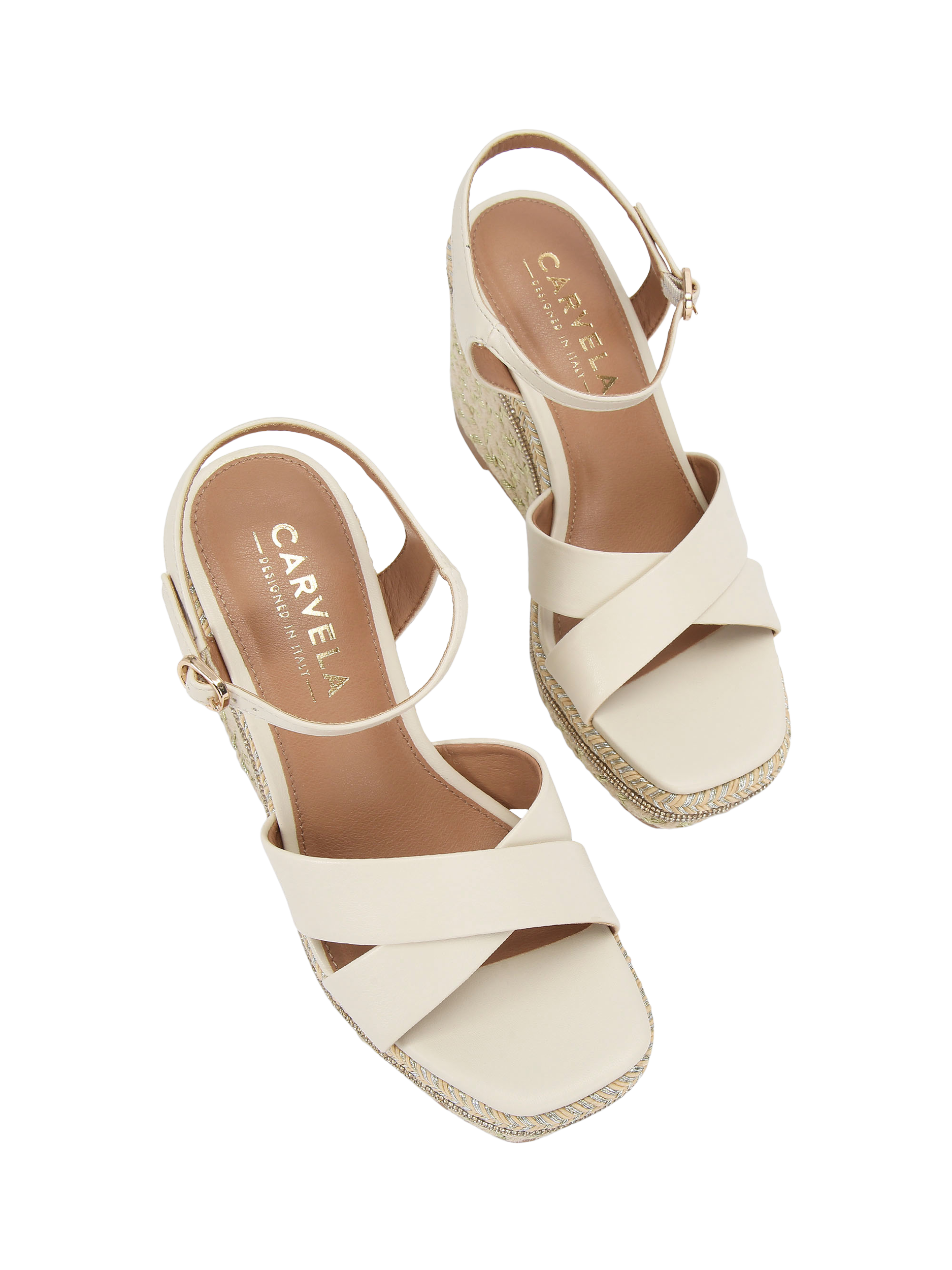 Product image 3 of 5, which shows Carvela Fascino Wedge Sandal, Natural Putty, 3