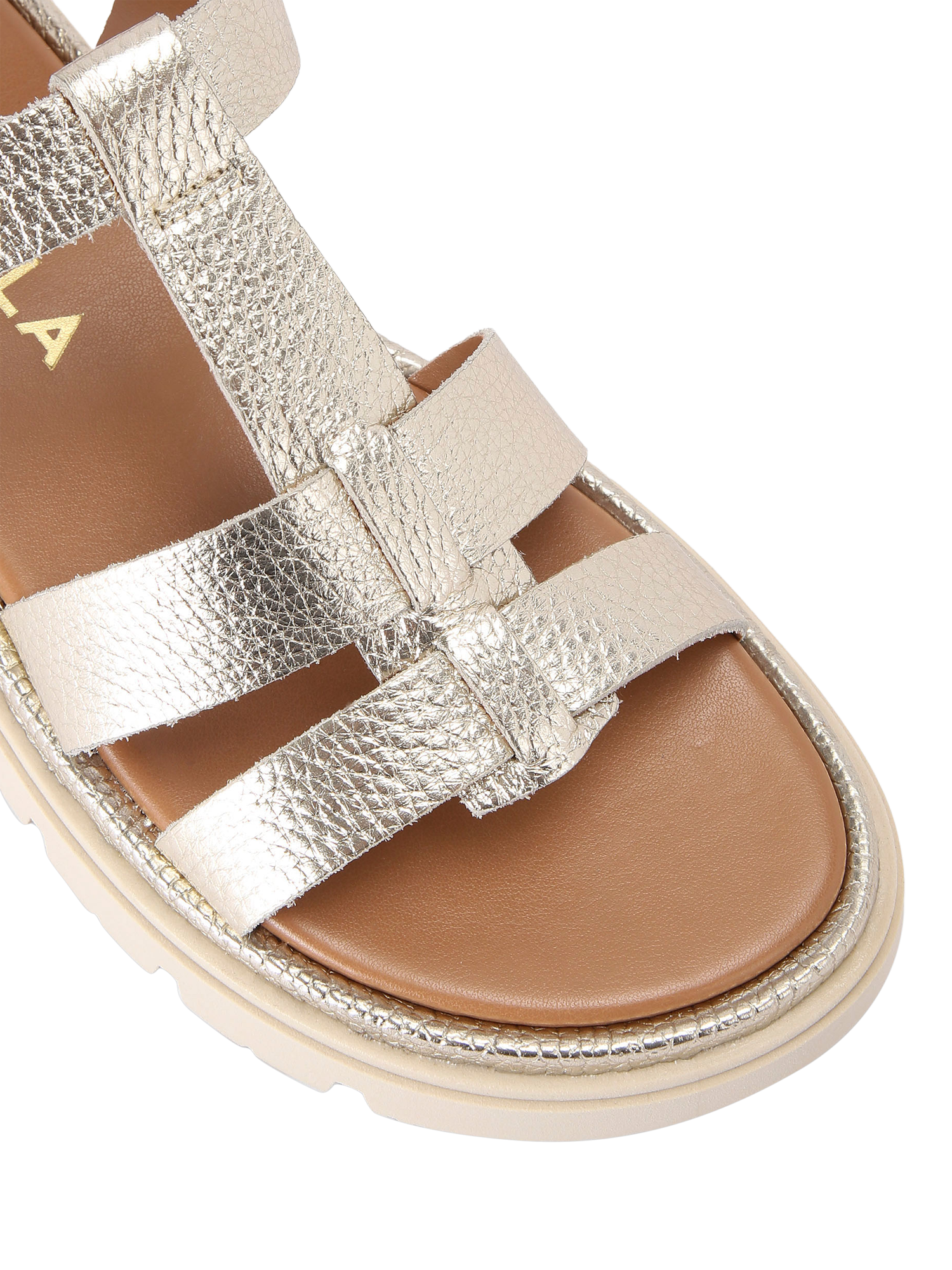 Product image 5 of 5, which shows Carvela Pavilion Leather T-Bar Sandals, Gold, 3
