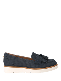 Carvela Sky Tassel Snake-Effect Slip-On Loafers, Blue Dark