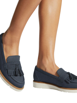 Carvela Sky Tassel Snake-Effect Slip-On Loafers - view 2, Blue Dark