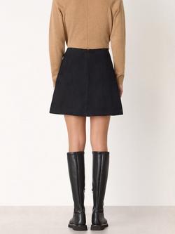 Whistles Suede A-Line Skirt, Black - view 2, Black