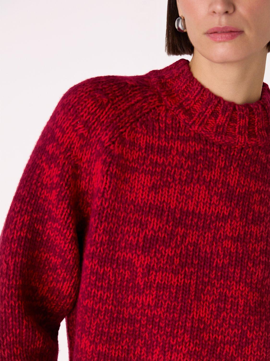 Product image 4 of 5, which shows Whistles Flecked Wool Chunky Knit Jumper, Red/Multi, XS