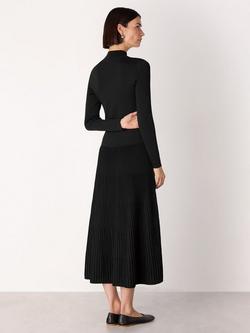 Whistles Funnel Neck Pleated Midi Dress - view 2, Black
