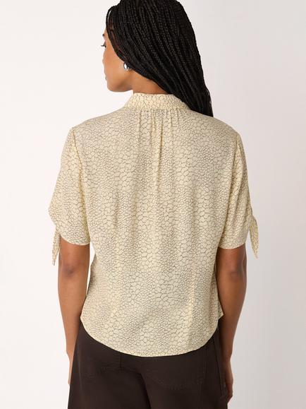Whistles Dashed Marks Tie Sleeve Shirt containing LENZING™ ECOVERO™ Viscose, Ivory/Multi - view 2, Ivory/Multi