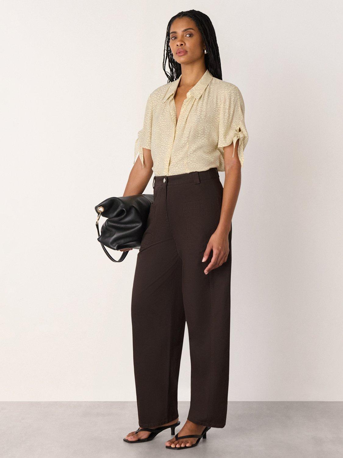 Product image 3 of 5, which shows Whistles Dashed Marks Tie Sleeve Shirt containing LENZING™ ECOVERO™ Viscose, Ivory/Multi, 6