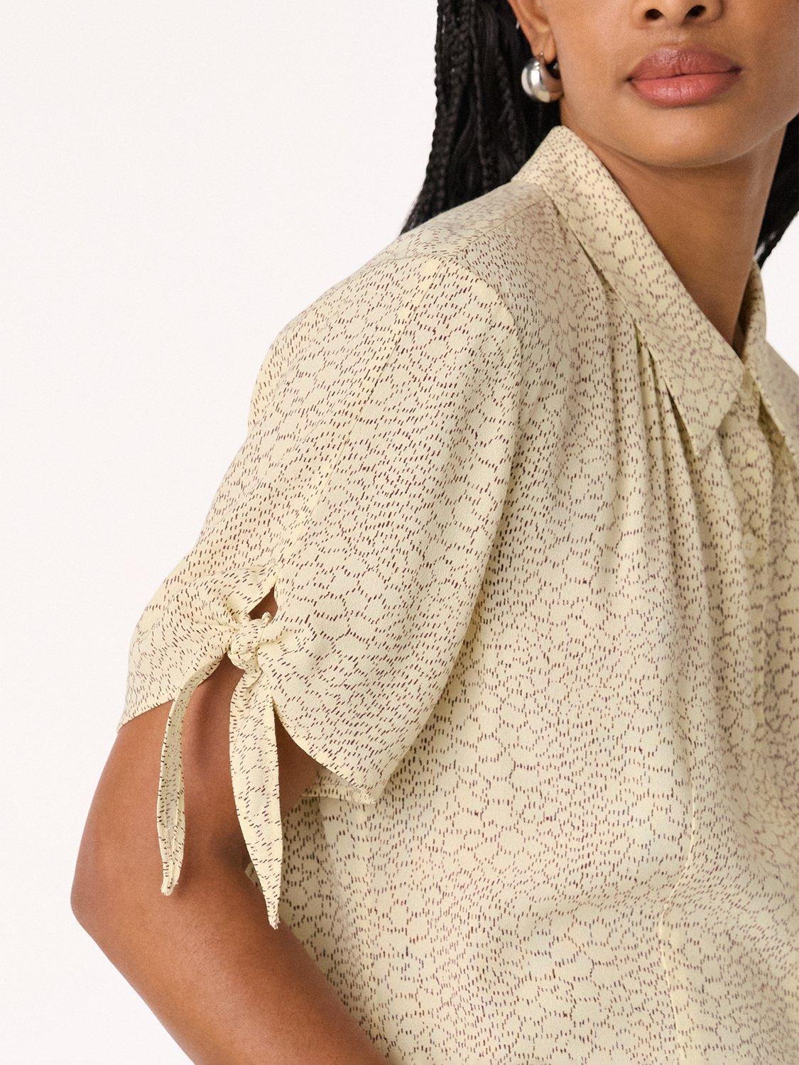 Product image 5 of 5, which shows Whistles Dashed Marks Tie Sleeve Shirt containing LENZING™ ECOVERO™ Viscose, Ivory/Multi, 6