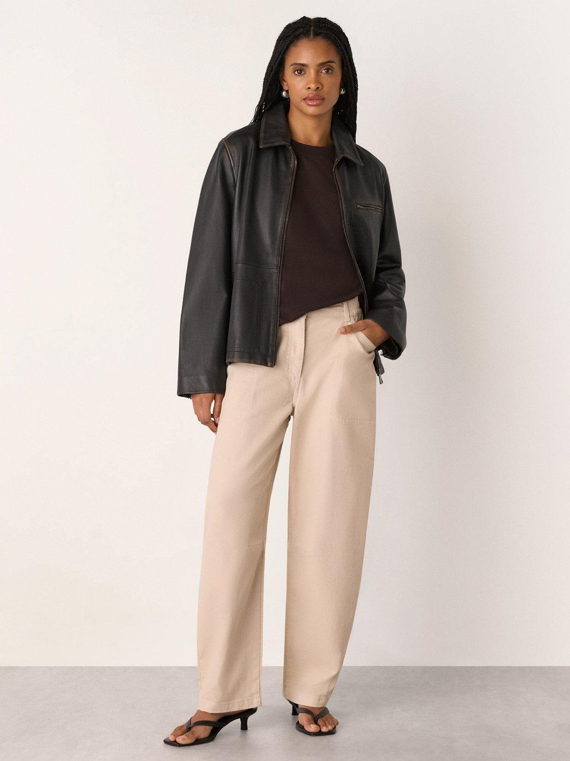 Product image 3 of 5, which shows Whistles Long Sleeve Jersey Top, Brown, XS