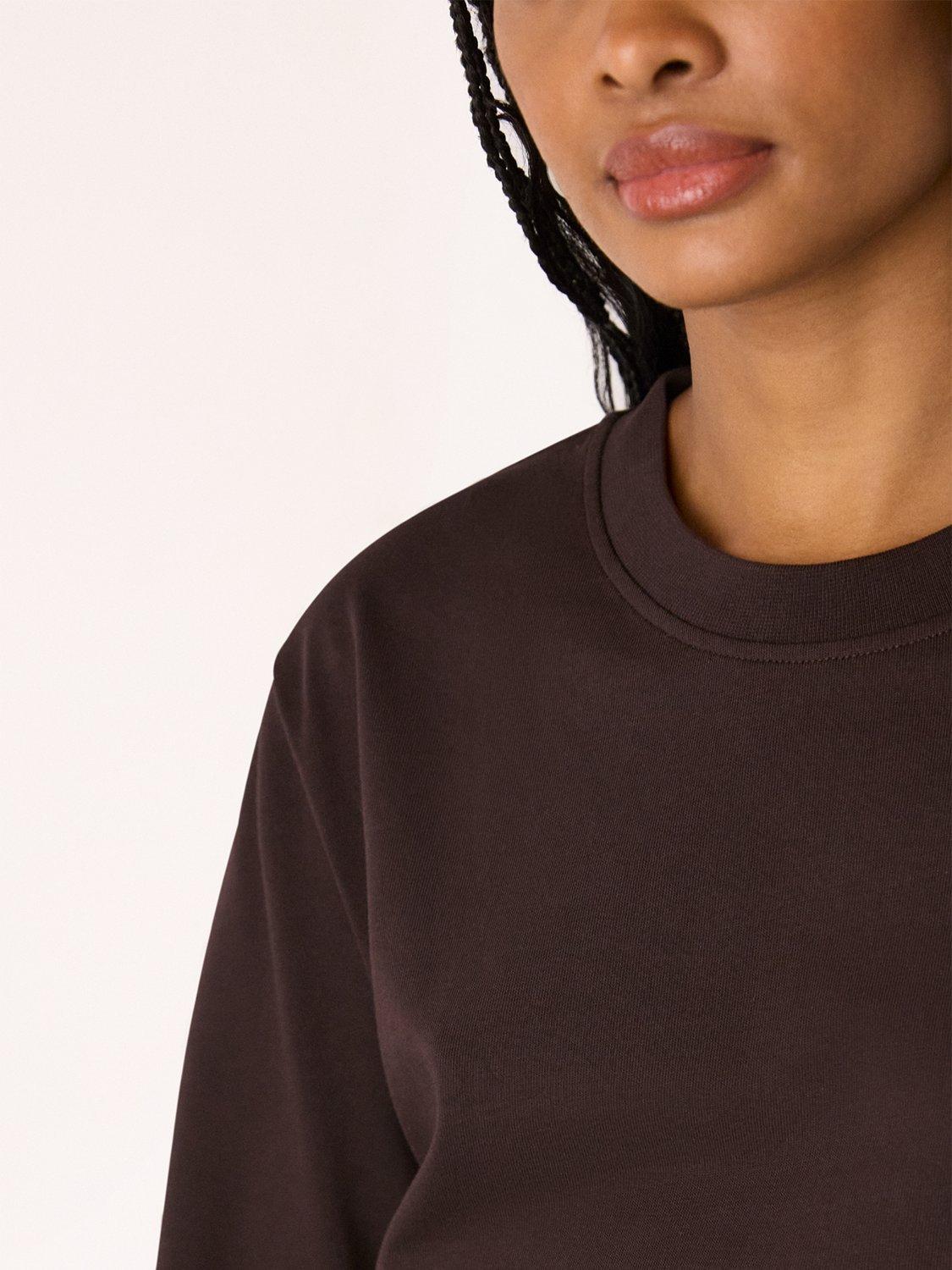 Product image 4 of 5, which shows Whistles Long Sleeve Jersey Top, Brown, XS