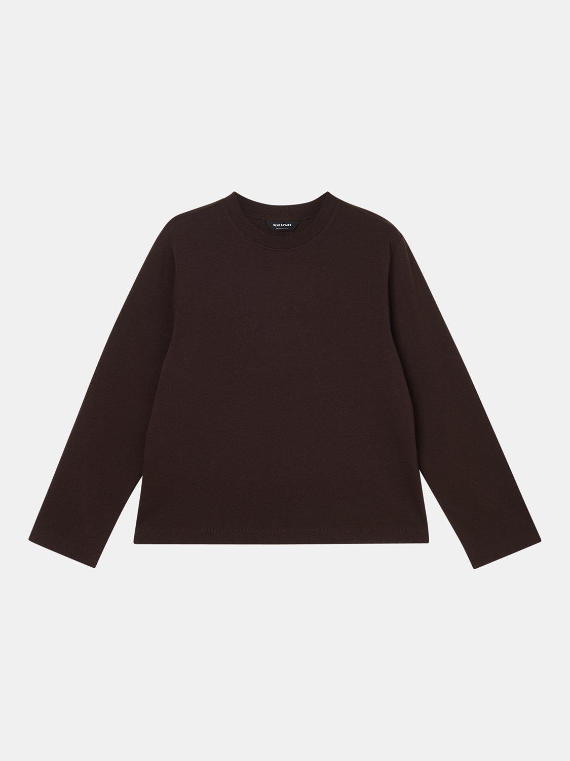 Product image 5 of 5, which shows Whistles Long Sleeve Jersey Top, Brown, XS